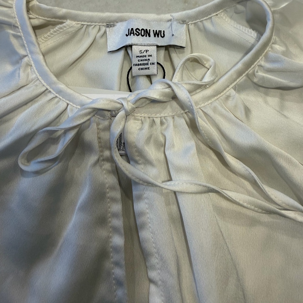 JASON WU WHITE BLOUSE with ties!! Adorable!!! S! New - Picture 3 of 4